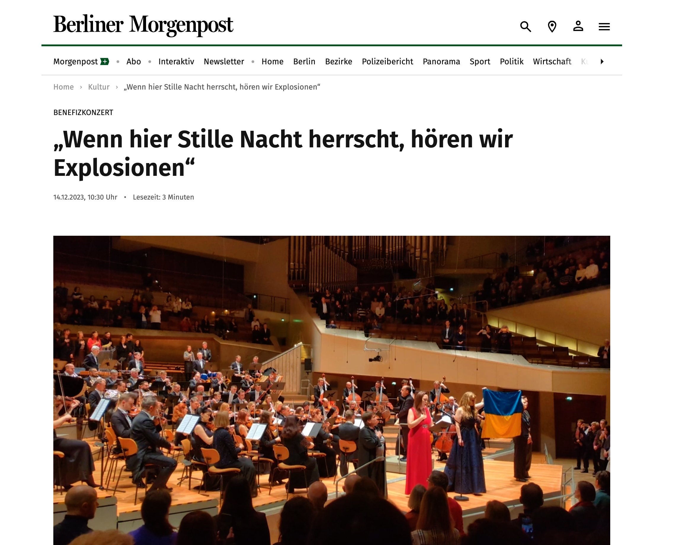 Львівська національна філармонія - «Коли тут тиха ніч, ми чуємо вибухи», — Berliner Morgenpost