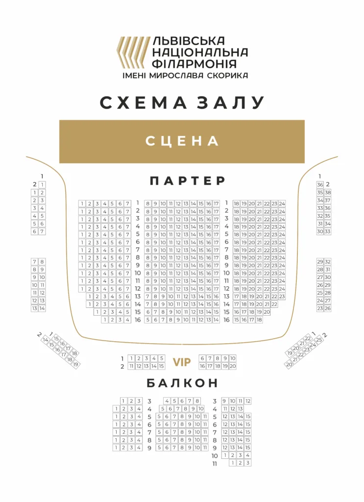 Lviv National Philharmonic - Scheme of the hall of the Lviv National Philharmonic